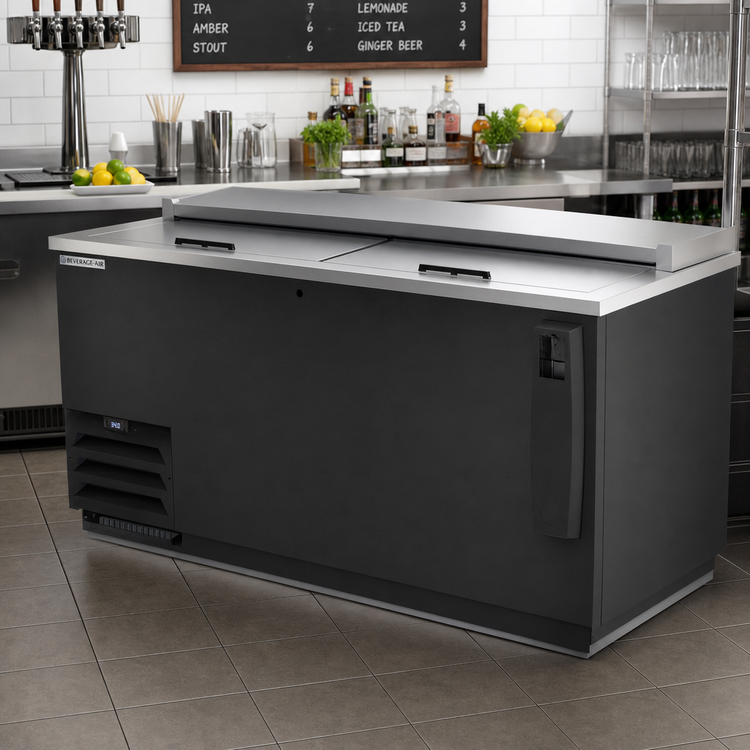 Product image #2 for Beverage-Air DW64HC-B 65-Inch Flat Top Bottle Cooler with Sliding Lids, 18.5 Cu. Ft.