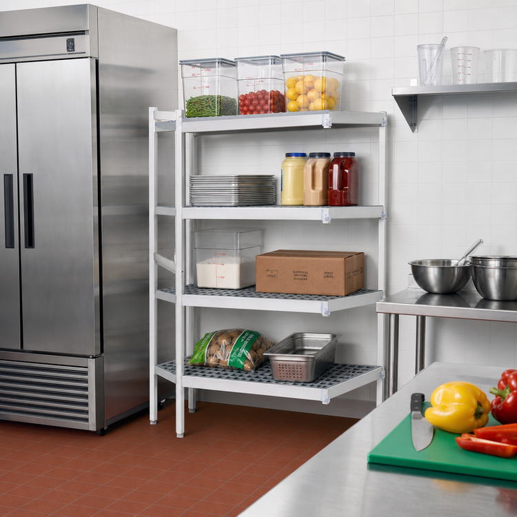 Product image #2 for Fermostock 4-Tier Corner Expansion Polymer Shelving Unit Kit, 66 Inch H x 31 Inch W x 22 Inch D