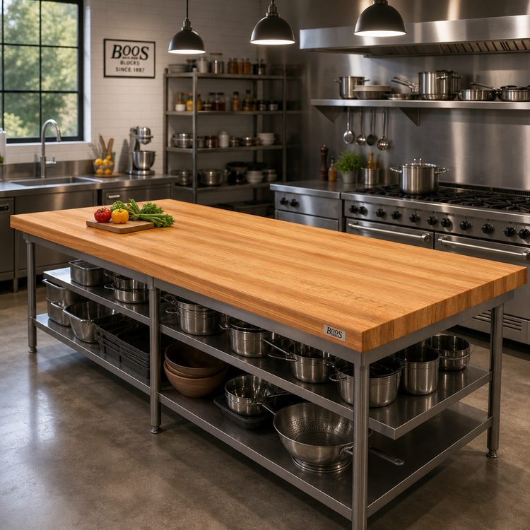 Product image #2 for John Boos Appalachian Red Oak Edge Grain Island Countertop, 132 x 38 x 1-1/2 Inches, Penetrating Oil Finish