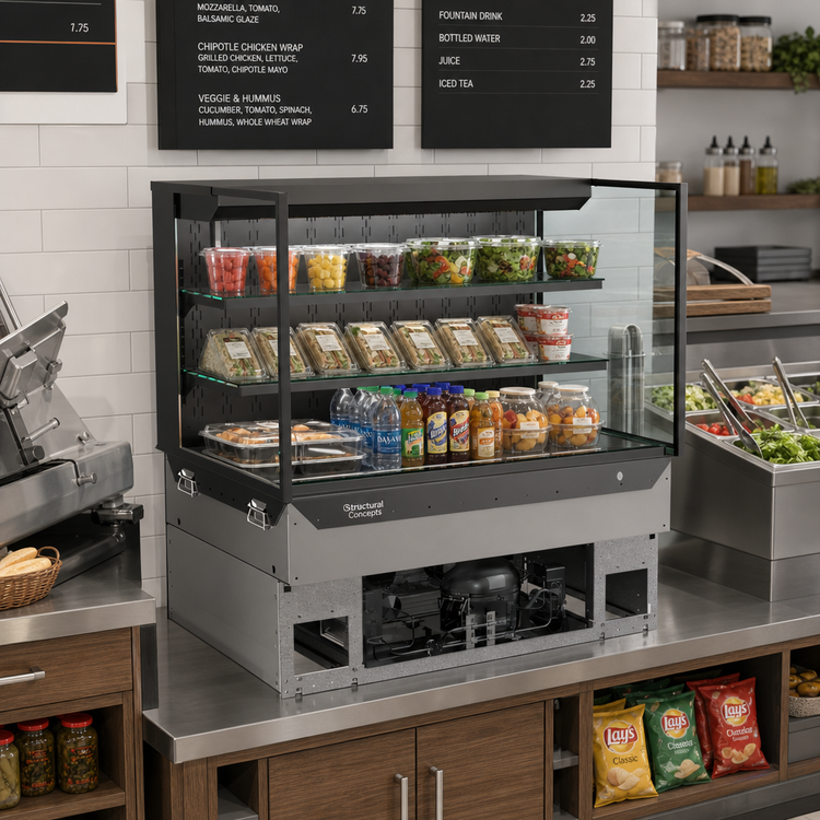 Product image #2 for Structural Concepts Reveal® Self-Service Refrigerated Slide-In Counter Deli Case, 35-3/4 Inch Wide, Self-Contained