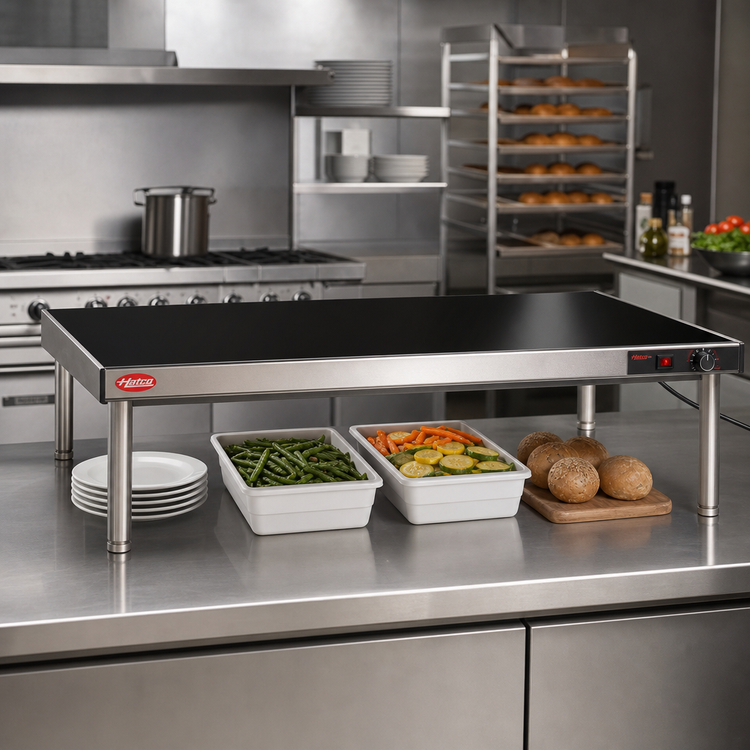 Product image #2 for Hatco Heated Black Glass Warming Shelf, 72-Inch Portable Freestanding Unit with Thermostatic Control