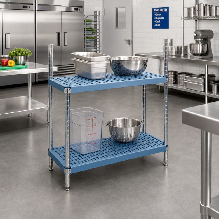 Product image #2 for QuadPlus 60 x 24 Inch Solid Blue Polymer Shelf Mat with Chrome QuadTruss Wire Frame