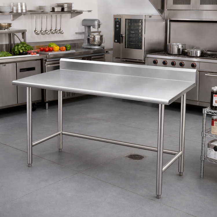 Product image #2 for Advance Tabco 72" x 36" 16-Gauge 304 Stainless Steel Work Table with 5" Backsplash and Open Base