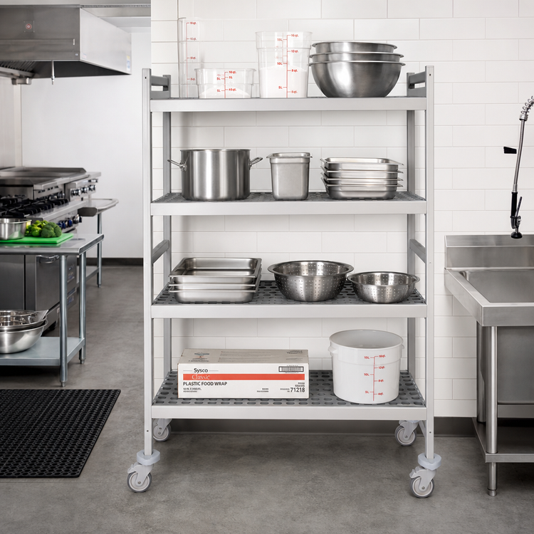 Product image #2 for Fermostock 4-Tier Mobile Polymer Shelving Unit, 59 in. W x 18 in. D x 71 in. H, Gray