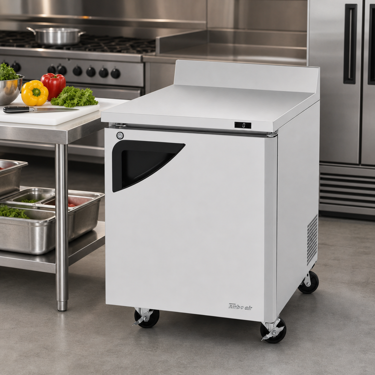 Product image #2 for Turbo Air Super Deluxe 27.5-Inch Wide 1-Section Stainless Steel Worktop Freezer with Self-Cleaning Condenser