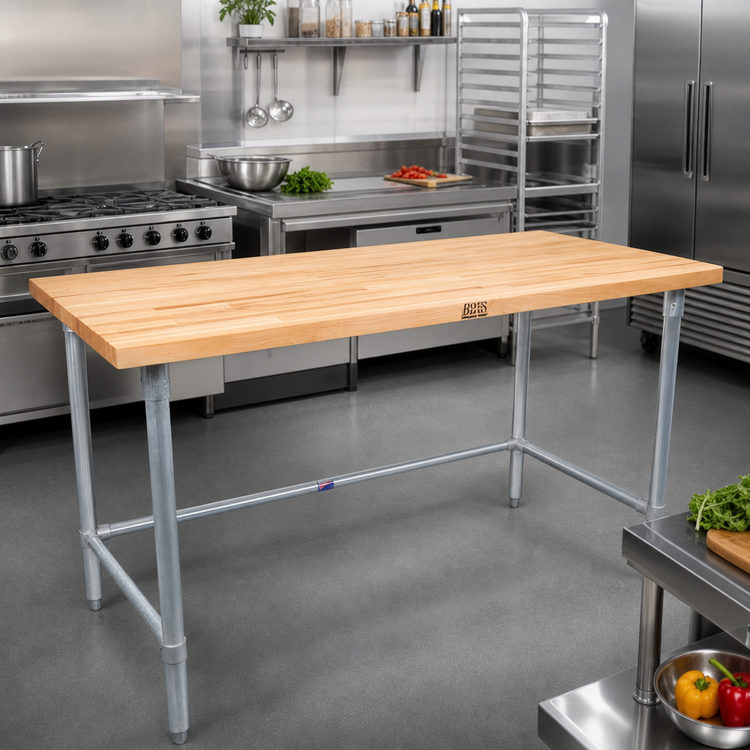 Product image #2 for John Boos HNB04A 84" x 24" Wood Top Work Table with 1-3/4" Northern Hard Rock Maple Top