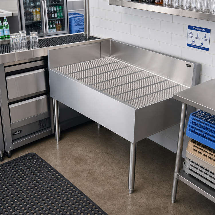 Product image #2 for Krowne Royal Series Freestanding Right End Return Underbar Corner Drainboard, 48 x 24 x 36-1/2 Inches