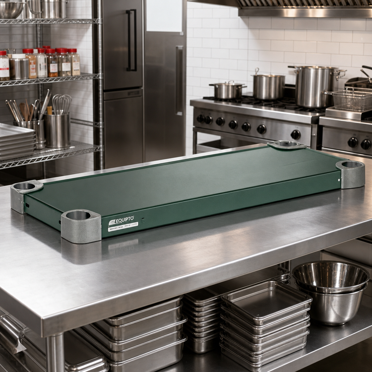 Product image #2 for Quik-Set 48 Inch x 24 Inch Flat Solid Shelf with Marine Edge, Green Epoxy Galvanized Steel