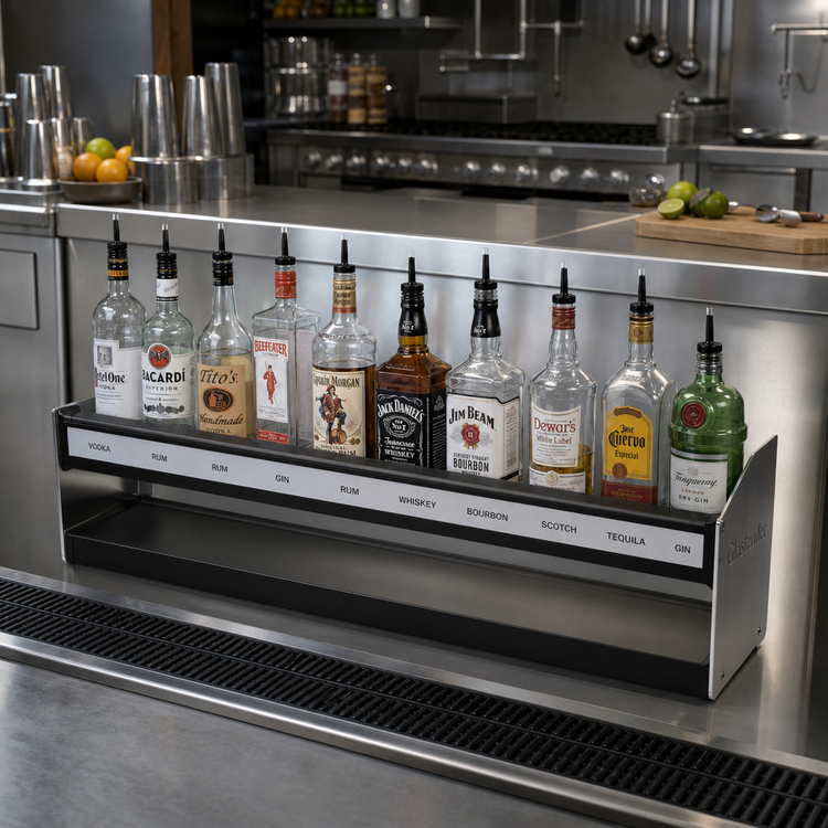Product image #2 for Glastender 24-Inch Clip-On Single Speed Rail with Lift-Off Liquor ID Cover