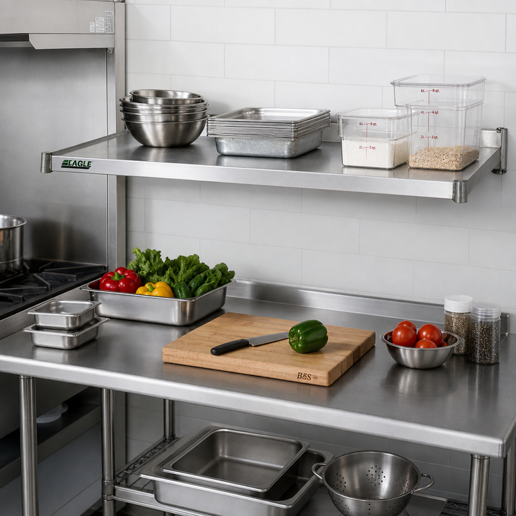 Product image #2 for Eagle Group SS1848G 48 in. x 18 in. Solid Galvanized Shelf with Marine Edge