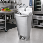 Thumbnail image #2 for Klinger's Trading FOOT-FVHS-1000 Freestanding Stainless Steel Hand Sink with Foot Pedal Valves, Gooseneck Faucet, Soap Dispenser & Basket Drain