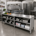 Thumbnail image #2 for John Boos 132-Inch x 30-Inch Open Front Enclosed Base Stainless Steel Work Table with Undershelf