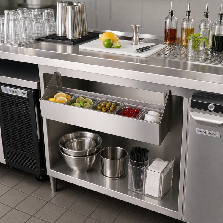 Product image #2 for John Boos 42-Inch Single-Tier Underbar Speed Rail, Keyhole Mount, Type 300 Stainless Steel