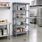 Thumbnail image #2 for Quantum Millenia QP244886VS-5 48"W x 24"D x 86"H Gray Polymer Stationary Starter Shelving Unit, 5 Open Grid Shelves