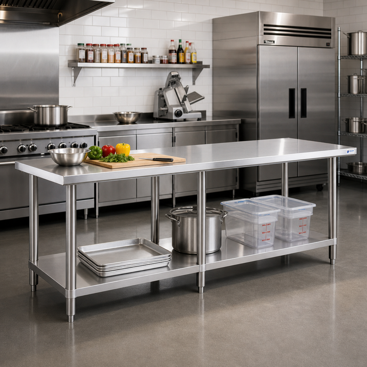 Product image #2 for Steel Works Stainless 84-Inch x 30-Inch Stainless Steel Work Table with Undershelf