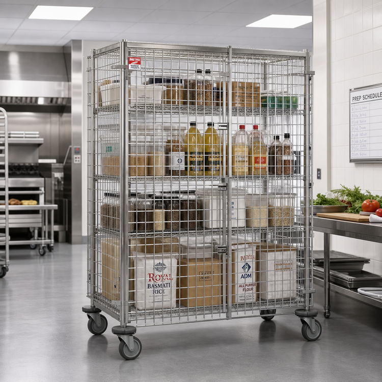 Product image #2 for Metro Super Erecta Stationary Wire Security Cage with Stainless Steel Finish