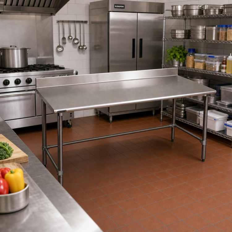 Product image #2 for BlendPort Deluxe Series 60-Inch x 24-Inch Stainless Steel Work Table with 4-1/2-Inch Backsplash
