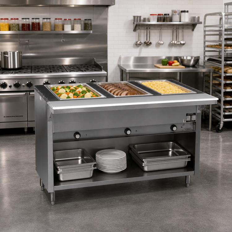 Product image #2 for Spec-Master 48-Inch Electric Hot Food Table with 3 Wet/Dry Wells, Open Base, 120V
