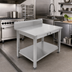 Thumbnail image #2 for John Boos ADA Adjustable-Height Stainless Steel Work Table with 5-Inch Backsplash and Fixed Undershelf, 60 x 30 Inches