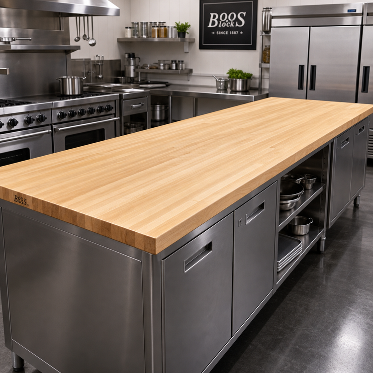 Product image #2 for John Boos Boos Block Commercial Maple Kitchen Countertop, 108 x 32 x 1-1/2 in., Varnique Finish