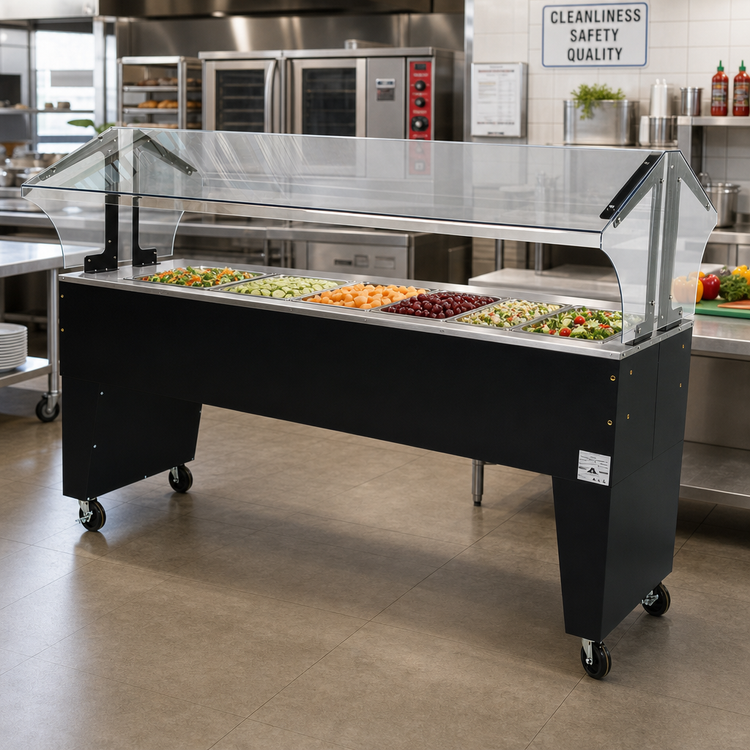 Product image #2 for Advance Tabco Triumph Portable Solid Top Buffet Table with Double-Sided Sneeze Guard