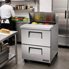 Thumbnail image #2 for True Mfg. - General Foodservice TSSU-27-08D-2-HC 27 5/8-Inch Two-Drawer Refrigerated Sandwich/Salad Prep Table with 8-Pan Top