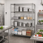 Thumbnail image #2 for Quantum WR86-2460S Stationary Wire Shelving Starter Kit, 60"W x 24"D x 86"H, 4 Shelves, 304 Stainless Steel
