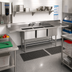 Thumbnail image #2 for Eagle Spec-Master FN Series Coved-Corner Three-Compartment Sink with Dual 18-Inch Drainboards, 96-Inch Wide, 14-Gauge Stainless Steel
