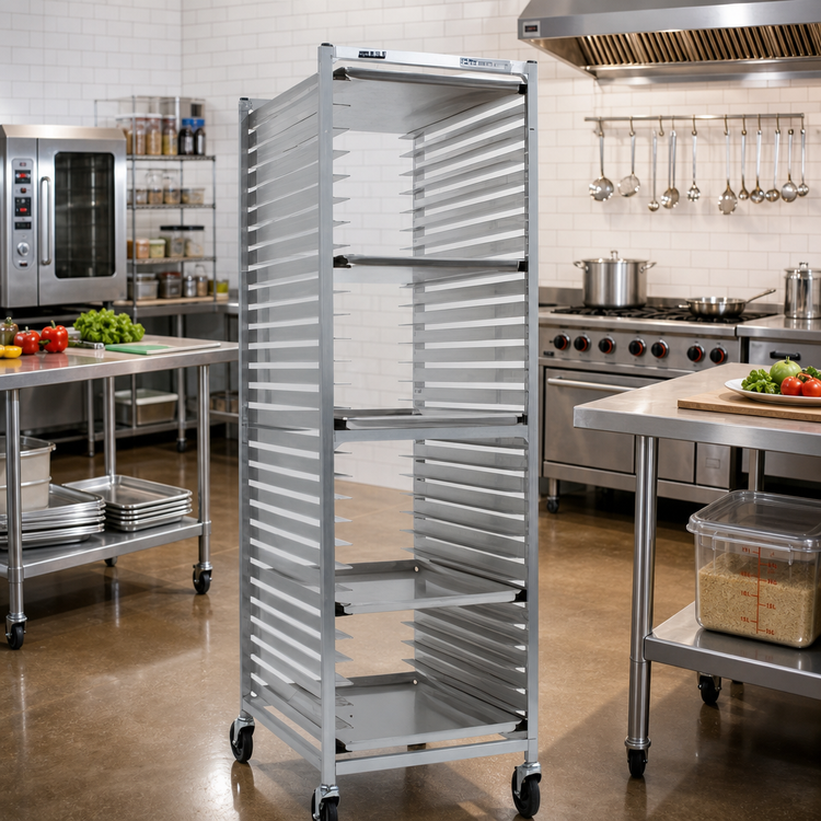Product image #2 for Panco Mobile Full-Height Open-Side Utility Rack with Slides for 30 18 x 26 Inch Pans