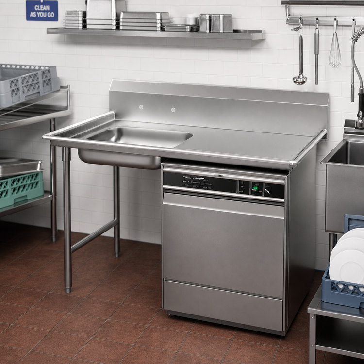 Product image #2 for Advance Tabco Special Value Series 72-Inch x 30-Inch Undercounter Dish Table with Left Sink Bowl