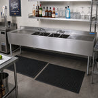 Thumbnail image #2 for BK Resources UB4-21-496TS Four-Compartment Stainless Steel Underbar Sink with Dual Drainboards, 96 Inch Wide, Faucets Included