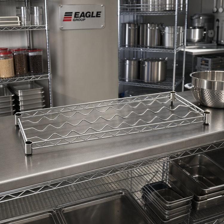Product image #2 for Eagle Group Cradle Wire Wine Shelf, 48W x 14D, Chrome-Plated, Holds 12 Bottles