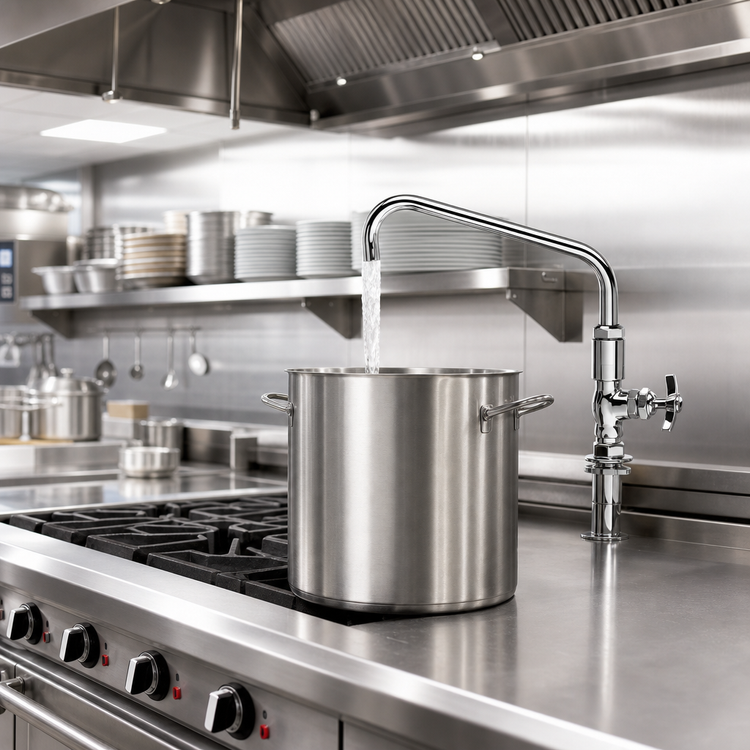 Product image #2 for Big-Flo Deck-Mount Single-Temperature Pot Filler Faucet with 12-Inch Swing Nozzle