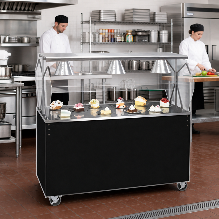 Product image #2 for Vollrath 2-Series Affordable Portable 46-Inch x 24-Inch Cafeteria Utility Station with Open Storage Base and Cafeteria Breath Guard