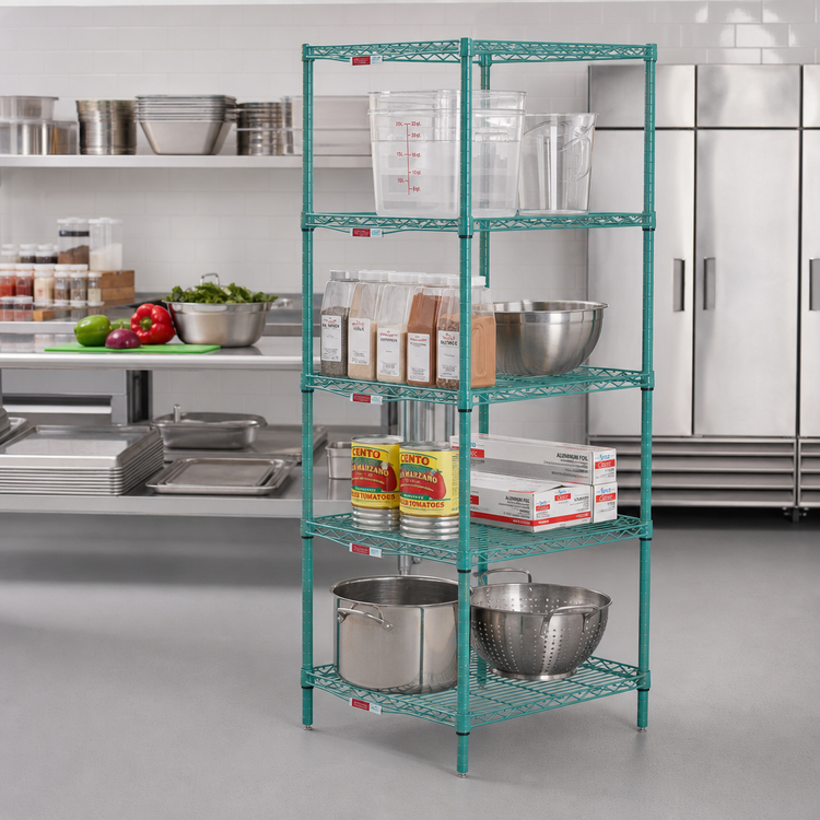 Product image #2 for EagleGard 4-Tier Starter Wire Shelving Unit, 24 x 24 x 63 Inches, QuadTruss® Shelves, Hybrid Epoxy Finish