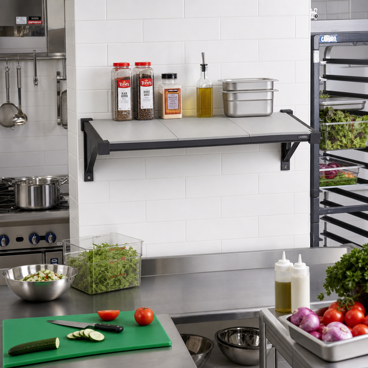 Product image #2 for Cambro Camshelving Elevation Series 18-Inch x 30-Inch Wall-Mounted Solid Shelf Kit, Brushed Graphite