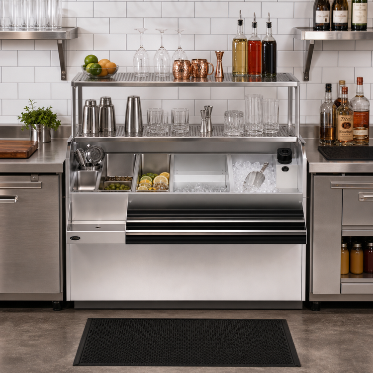 Product image #3 for Krowne Royal Series 60-Inch Pass-Thru Underbar Ice Bin/Cocktail Station with Right-Side Ice Bin and 10-Circuit Cold Plate