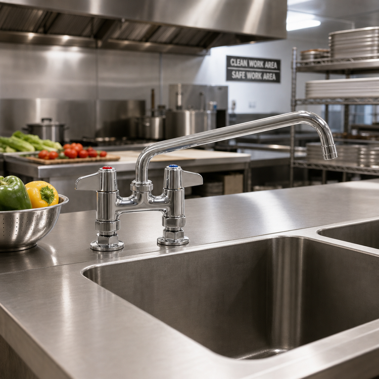Product image #2 for equip 4-Inch Centers Deck Mount Manual Mixing Faucet with 12-Inch Swivel Nozzle