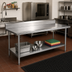 Thumbnail image #2 for Advance Tabco Premium Series 144-Inch x 36-Inch Work Table with 304 Stainless Steel Top, 5-Inch Backsplash, and Galvanized Undershelf