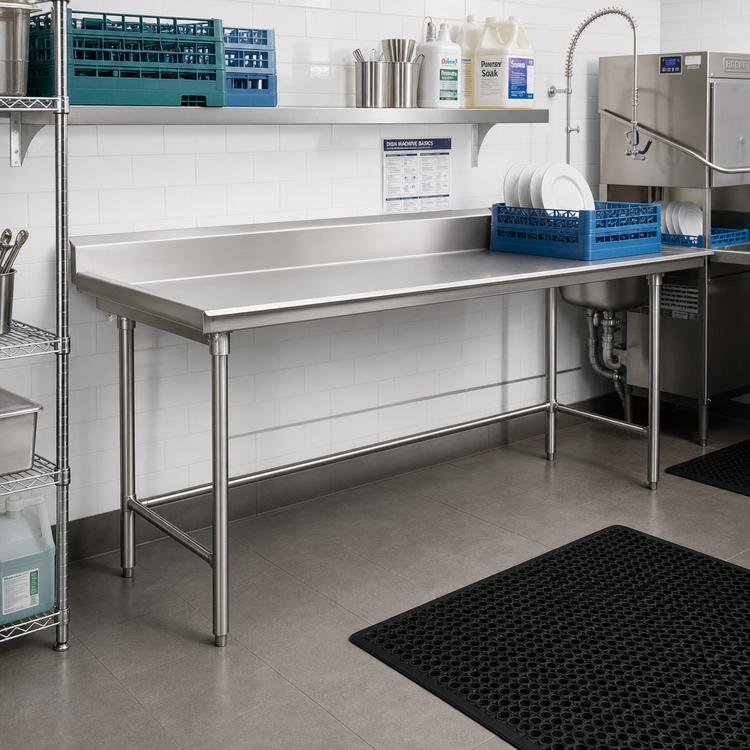 Product image #2 for Spec-Master 96-Inch Straight Clean Dish Table, Left-to-Right Operation, 14-Gauge 304 Stainless Steel Top