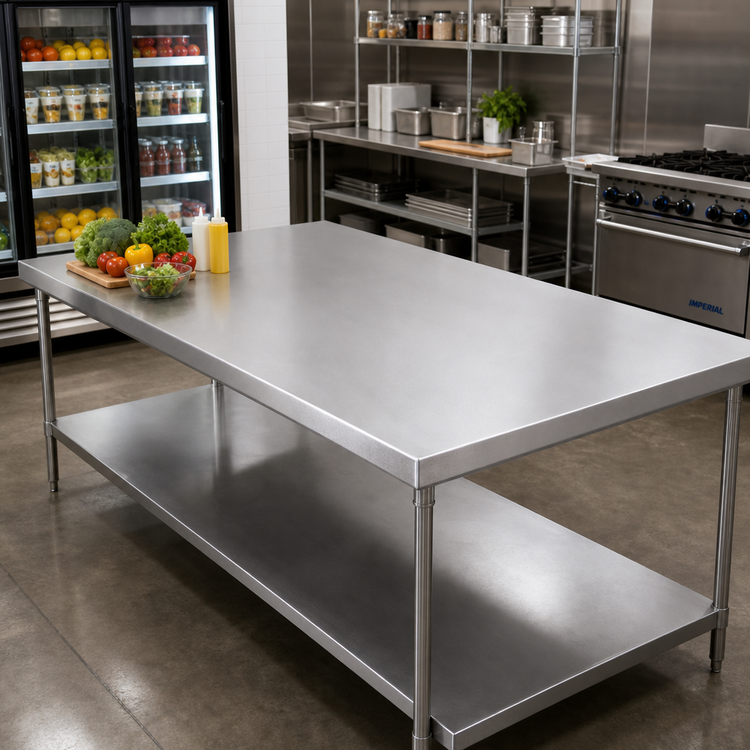 Product image #2 for John Boos Stainless Steel Countertop for Food Displays, 96 Inch x 42 Inch x 1-1/2 Inch, Flat, No Backsplash