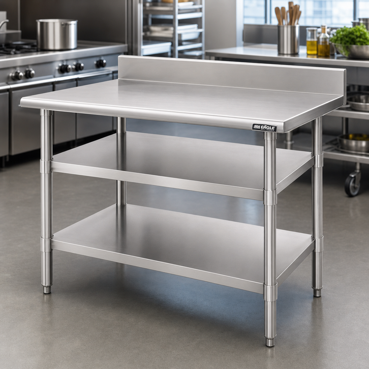 Product image #2 for Eagle Group 24" x 24" Adjustable 18/304 Stainless Steel Undershelf for Uni-Lok Hat Channel Work Tables
