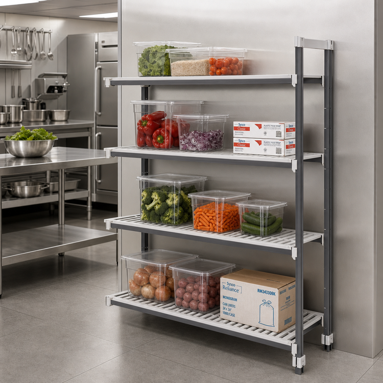 Product image #2 for Cambro Camshelving Elements XTRA Vented 4-Shelf Stationary Add-On Unit, 21" x 72" x 84", Speckled Gray