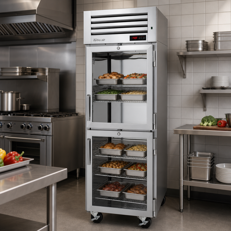 Product image #2 for Turbo Air PRO Series Reach-In Heated Holding Cabinet with 2 Half Glass Doors, 26 Cu. Ft., 115V