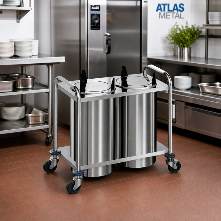 Product image #2 for Atlas Metal MOPD3H-5-3/4 3-Stack Mobile Heated Plate Dispenser