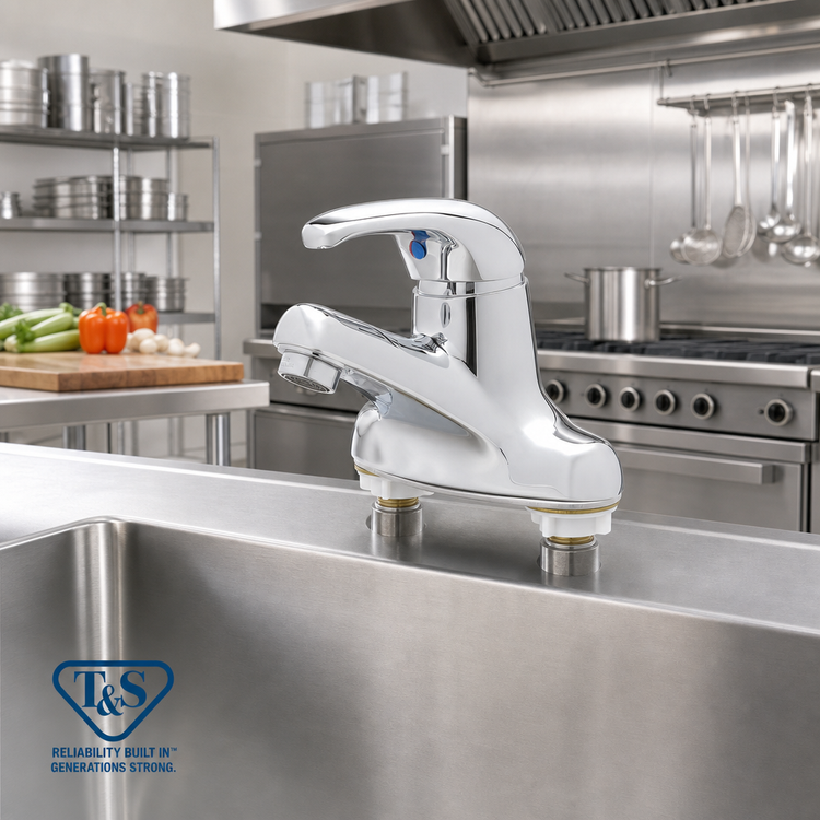 Product image #2 for T&S Brass Single-Lever Deck-Mount Manual Faucet with Ceramic Cartridge and Vandal-Resistant Design