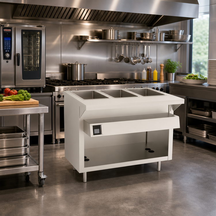 Product image #2 for Thurmaduke EW-3-DLPG Deluxe Ganged Waterless Well Unit, Electric, 3-Pan