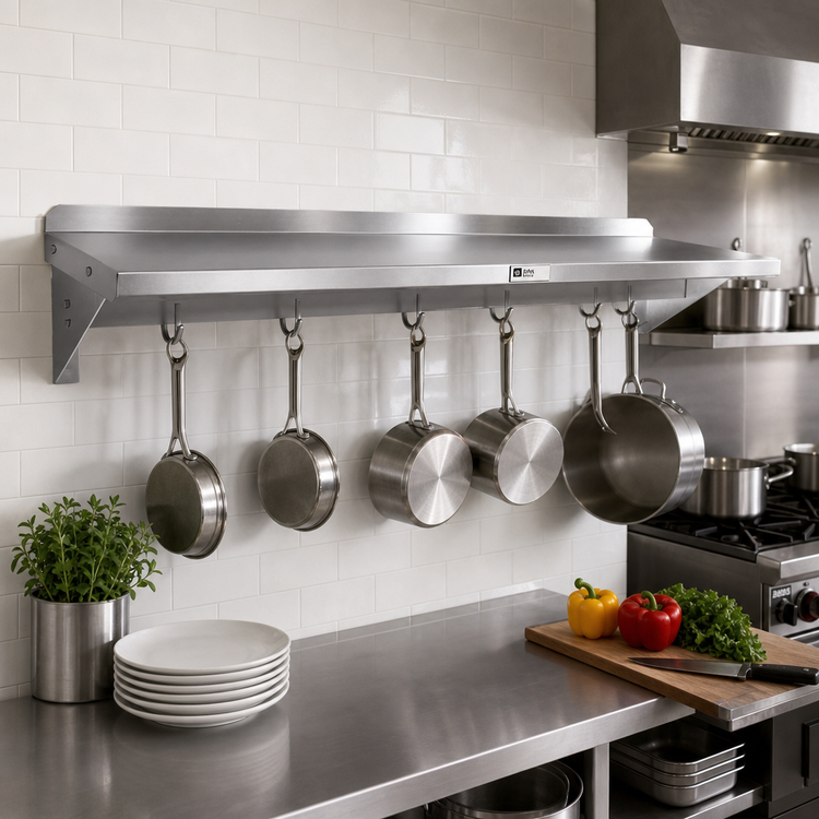 Product image #2 for John Boos Stallion 24-Inch Wall-Mount Stainless Steel Pot Rack Shelf