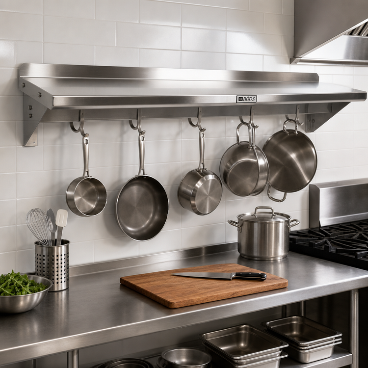 Product image #2 for John Boos Stallion 24-Inch Wall-Mount Stainless Steel Pot Rack Shelf