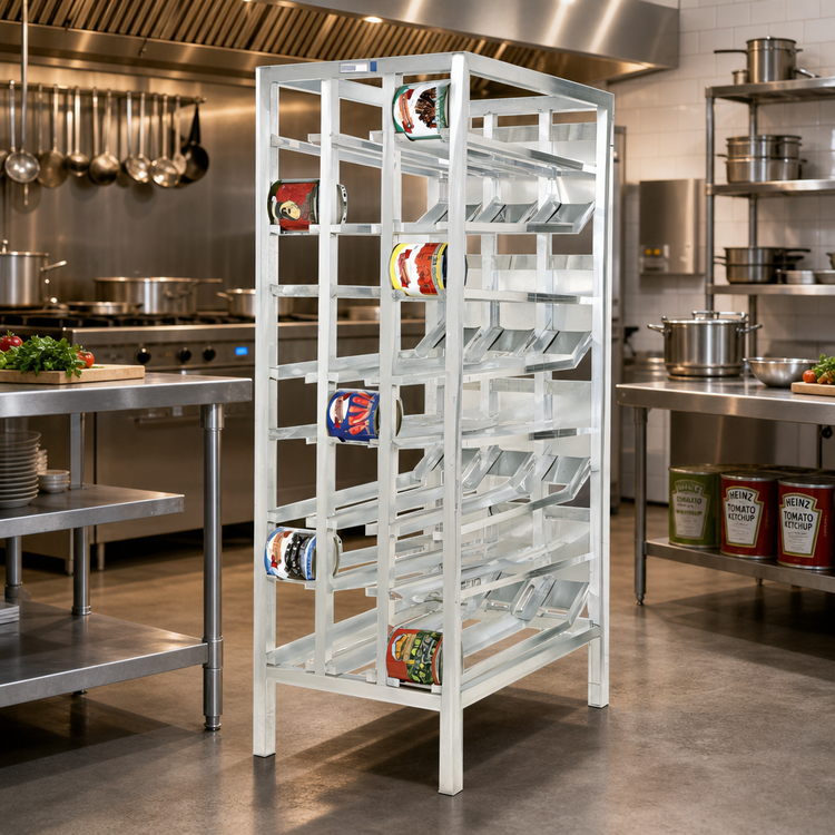 Product image #2 for Mobile First In / First Out Aluminum Can Rack for 156 #10 Cans